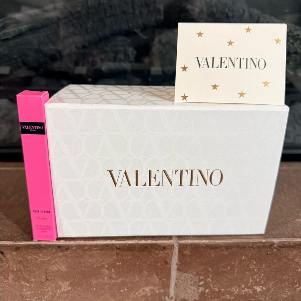 Valentino perfume & Charms White and Pink Gift Set with Gold Details